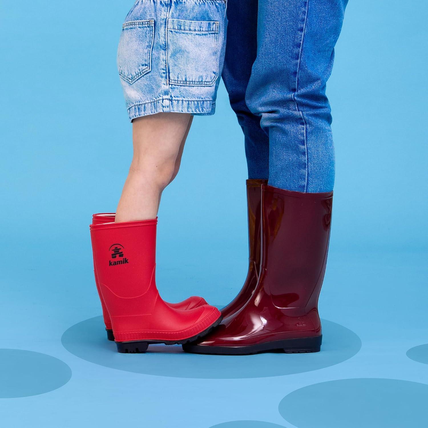 imageKamik Stomp Rain Boot for Kids Waterproof and Warm Felt FootbedBlack