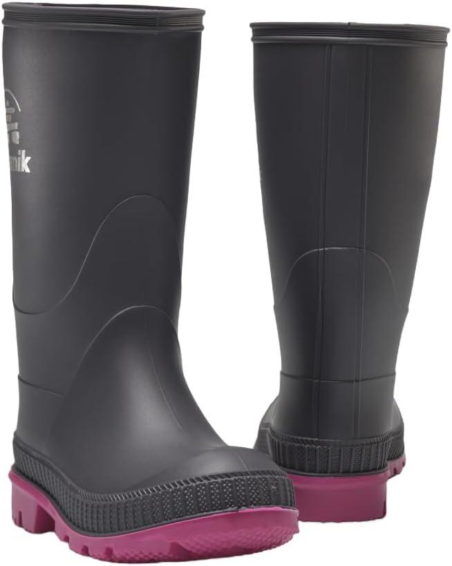 imageKamik Stomp Rain Boot for Kids Waterproof and Warm Felt FootbedCharcoalMagenta
