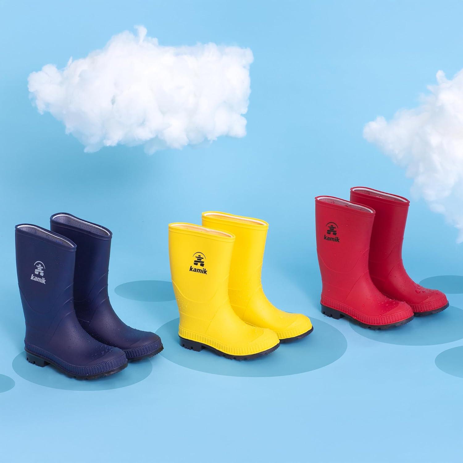 imageKamik Stomp Rain Boot for Kids Waterproof and Warm Felt FootbedOlive