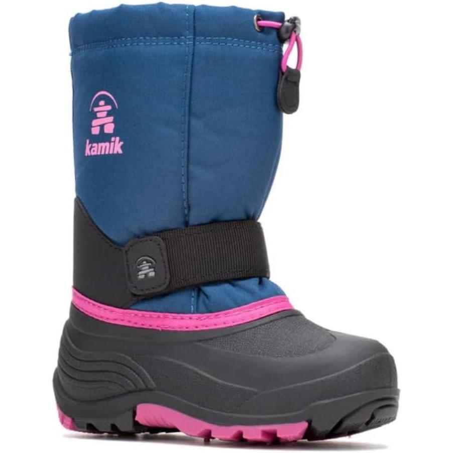 imageKamik Rocket Insulated Snow Boots  Waterproof Upper for Kids Snow Boots  Adjustable Collar ampamp Lace LockLight Navy