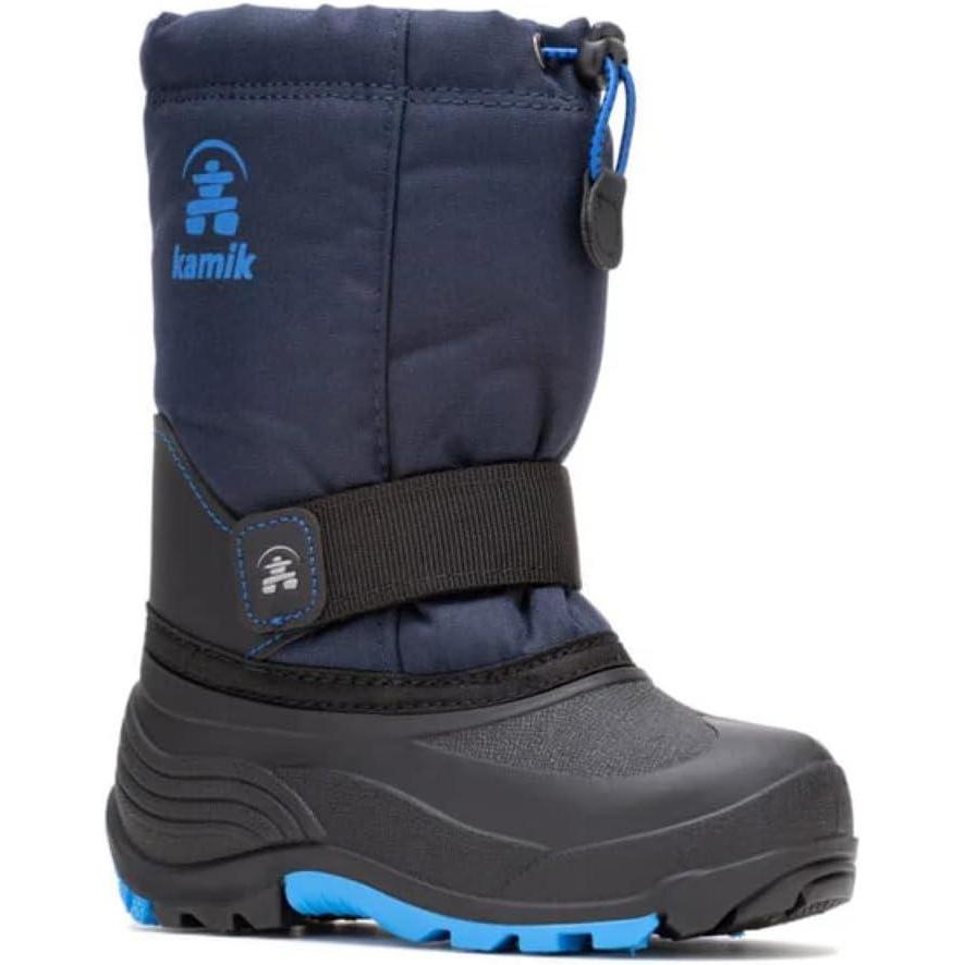 imageKamik Rocket Insulated Snow Boots Waterproof Upper for Kids Snow Boots Adjustable Collar ampamp Lace LockNavy