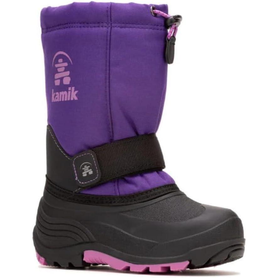 imageKamik Rocket Insulated Snow Boots Waterproof Upper for Kids Snow Boots Adjustable Collar ampamp Lace LockPurpleOrchid