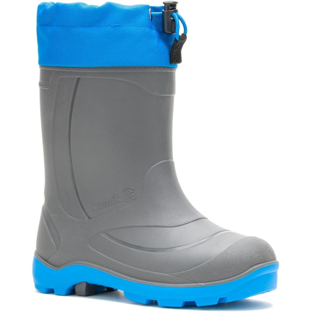 imageKamik Snobuster 1 Kids Snow Boots Waterproof Thermal Liner ampamp Adjustable Snow CollarCharcoalBlue