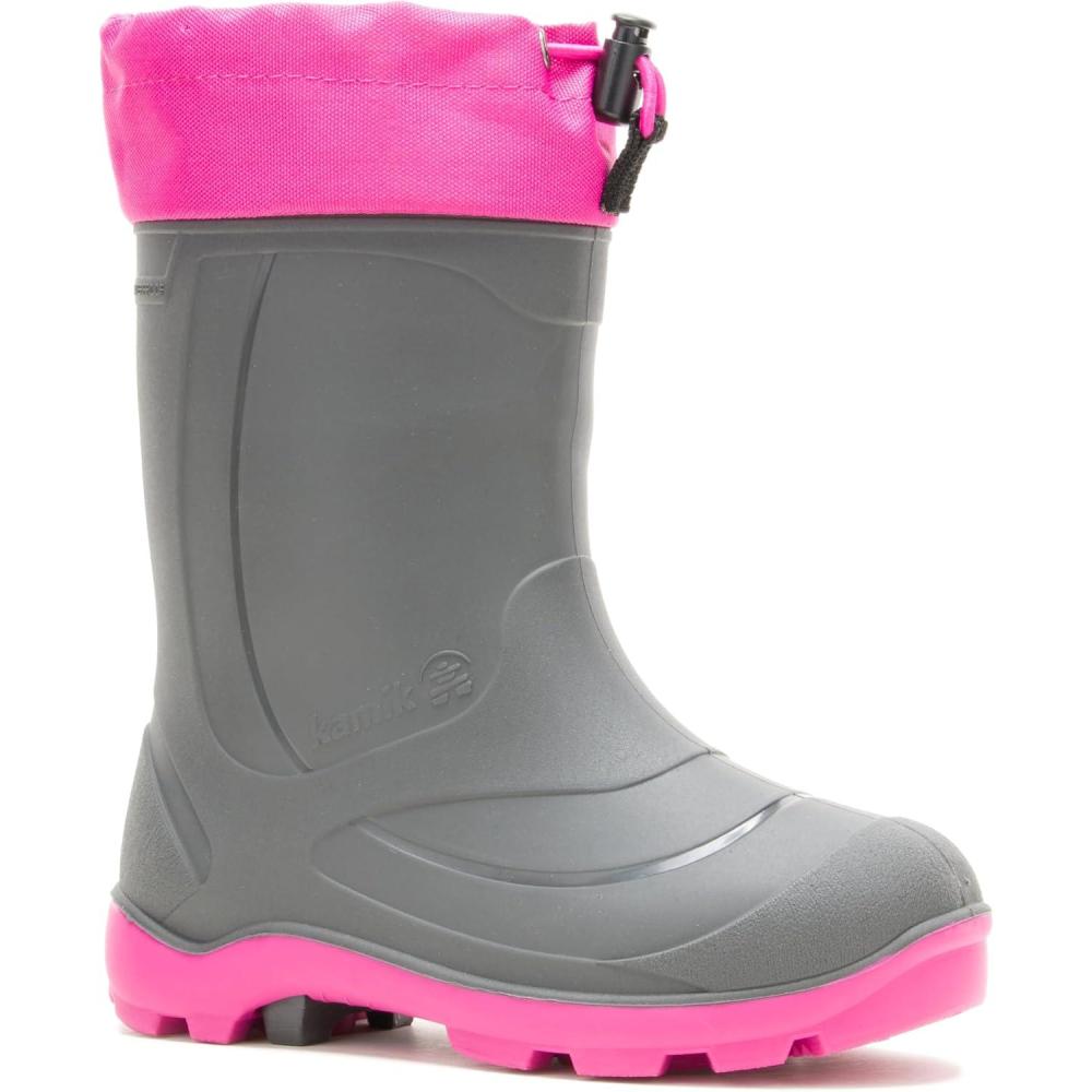 imageKamik Snobuster 1 Kids Snow Boots Waterproof Thermal Liner ampamp Adjustable Snow CollarCharcoalMagenta