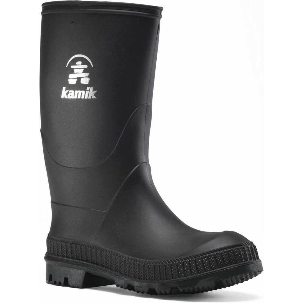 imageKamik Stomp Rain Boot for Kids  Waterproof and Warm Felt FootbedBlack