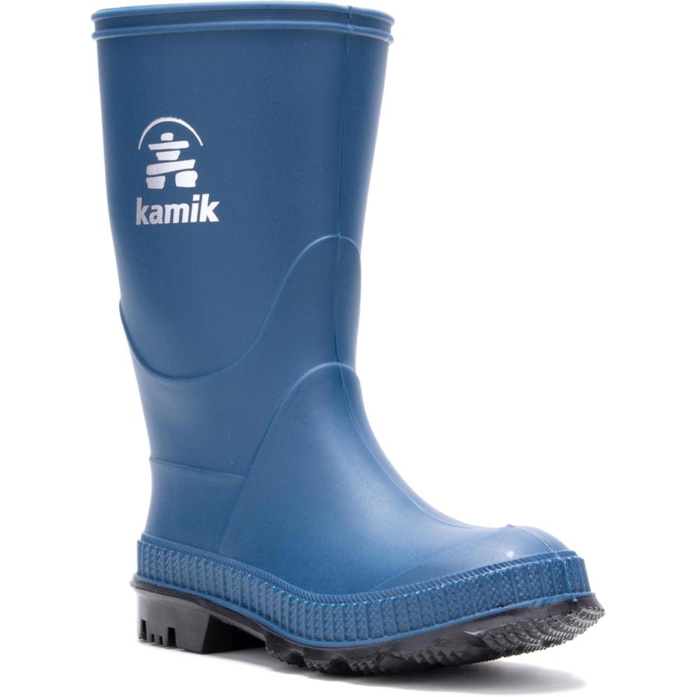imageKamik Stomp Rain Boot for Kids  Waterproof and Warm Felt FootbedLight Navy