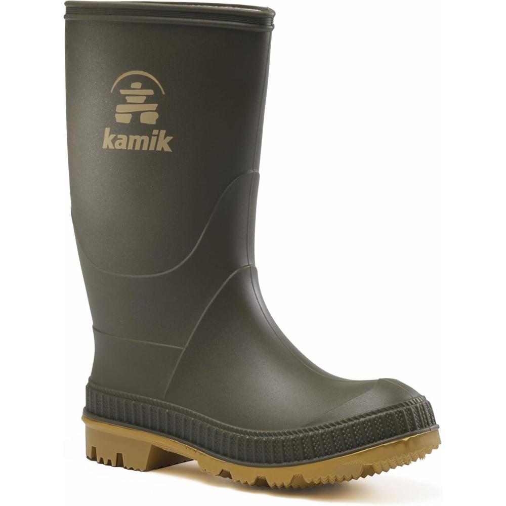 imageKamik Stomp Rain Boot for Kids  Waterproof and Warm Felt FootbedOlive