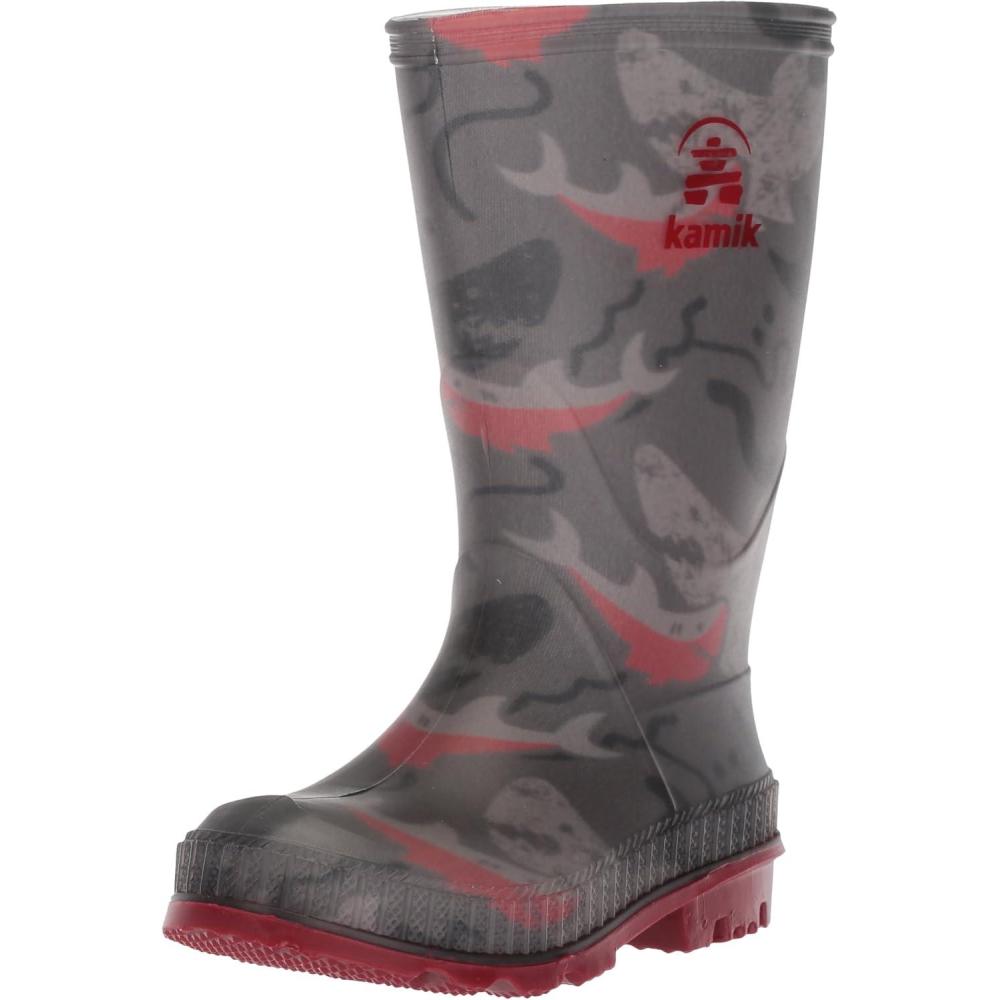 imageKamik UnisexChild Stomp2 Rain BootCharcoalRed